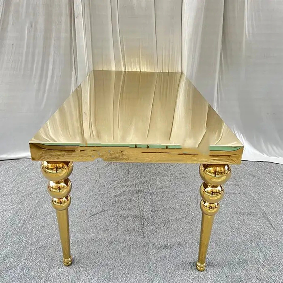 2pcs Golden Luxury Stainless Steel Wedding Dining Table – Shiny Mirror Finish for Elegant Events