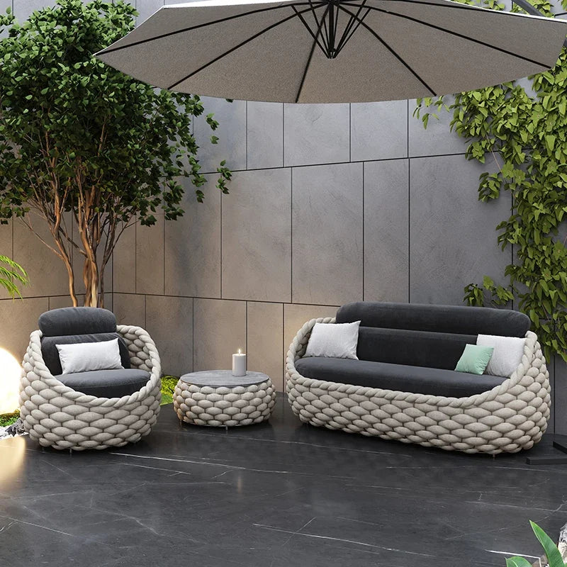 Modern luxury design aluminum outdoor furniture set outdoor lounge furniture, wicker outdoor furniture