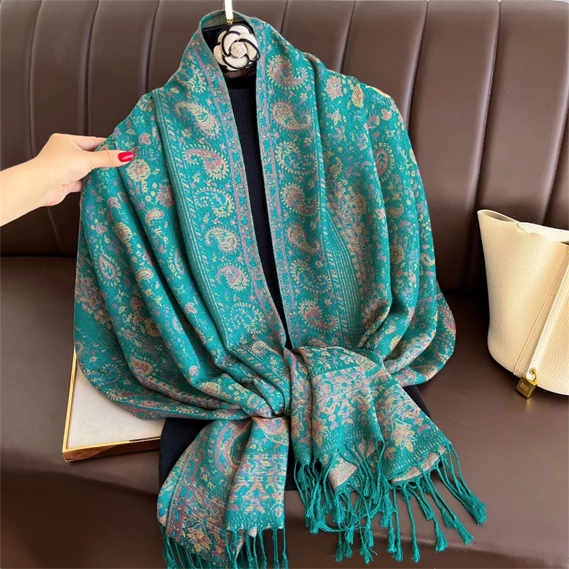 Pashmina Scarf in 58 Signature Shades — Cashmere-Feel Women's Tassel Shawl Wrap Color Stack