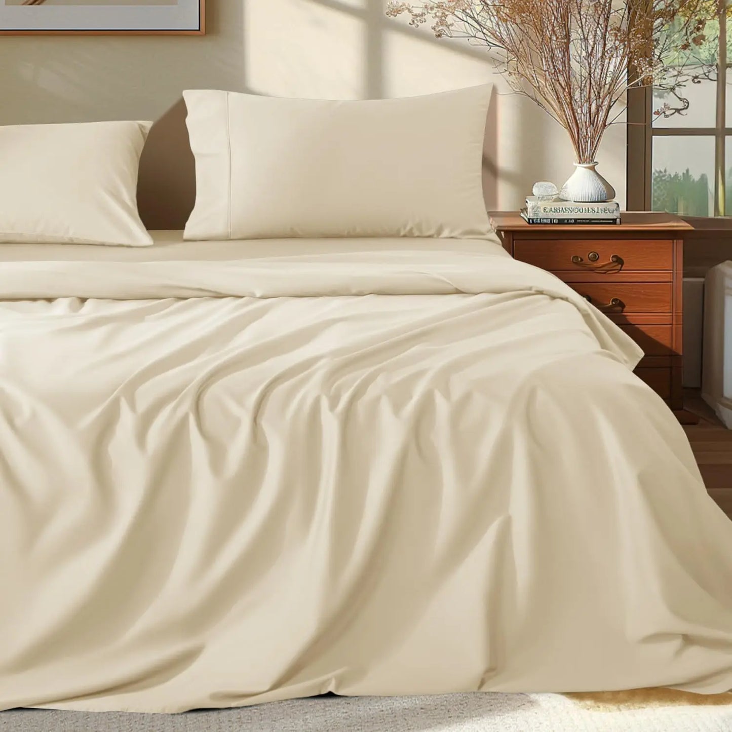100% Egyptian Cotton Sheets Set - 1000 Thread Count,Luxury Cotton Bed Sheets,Breathable & Cooling Bedding
