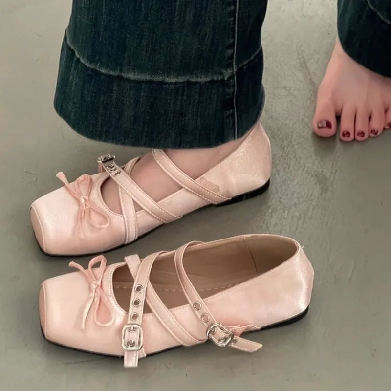 Flats & Ballet — Square-Head Mary Jane Ballet Flats, Summer Slip-On Casual Shoes — view 1 of flats & ballet
