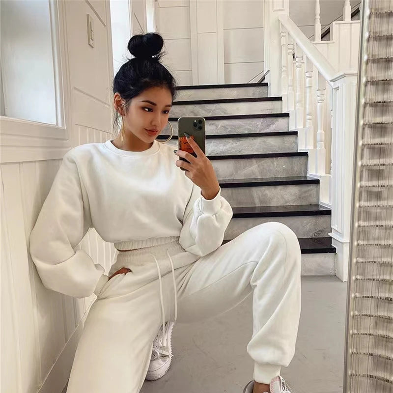 2025 Spring & Autumn Women's 2-Piece Tracksuit Set – Hoodie & Sport Pants Pullover Outfit