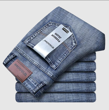 Wthinlee Men's Business Jeans — Stretch Straight Fit Classic Denim Trousers — view 1 of men's clothing