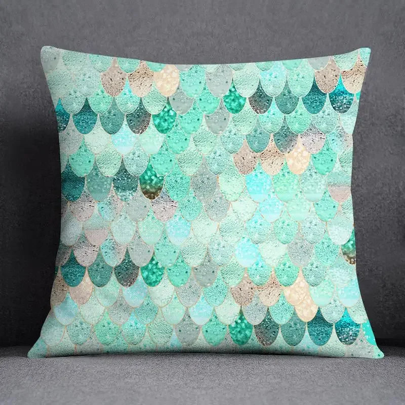 Dark Green Floral Cushion Cover — Modern Square Animal Print Pillow Case for Sofa & Office