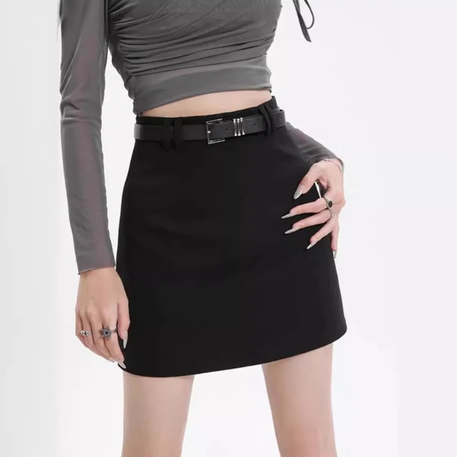 【HOT】Gray suit skirt for women in spring and autumn popular fashion small man high-waist slim fashionable a-line skirt slim hip — view 7 of product