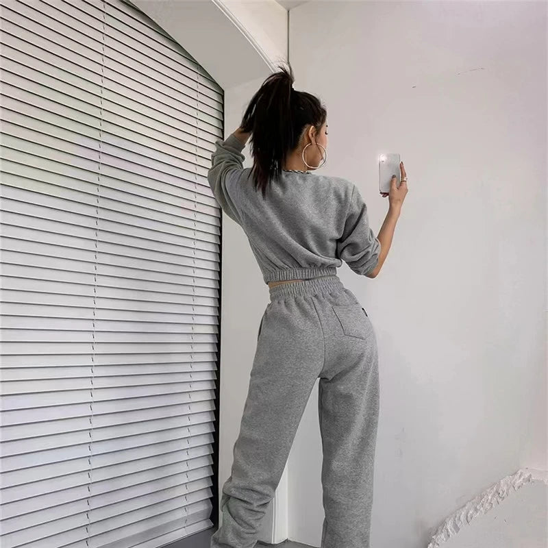 2025 Spring & Autumn Women's 2-Piece Tracksuit Set – Hoodie & Sport Pants Pullover Outfit