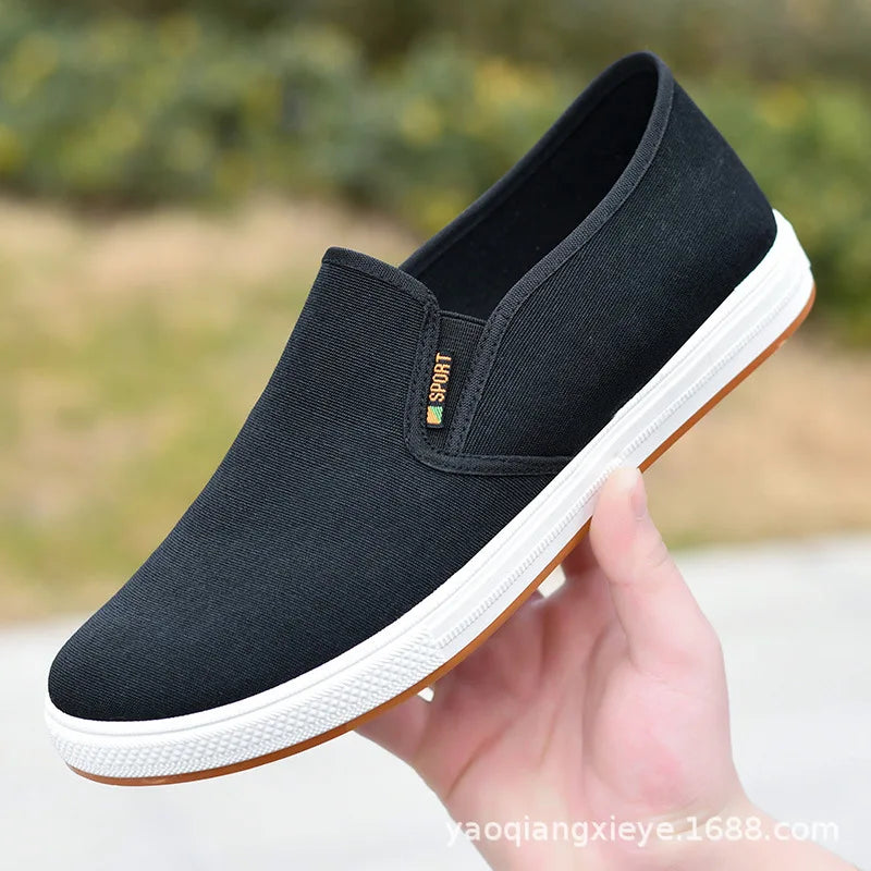 All-Season Men's Canvas Sneakers — Vulcanized Slip-On Flat Casual Shoes — view 6 of sneakers