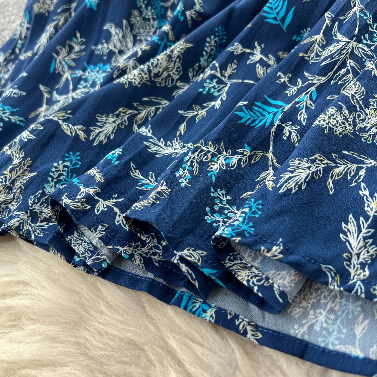 Women Chic print chiffon basics Elegant Elastic Sexy Long dress Waist Fashion Vintage summer Beach A-line Skirt