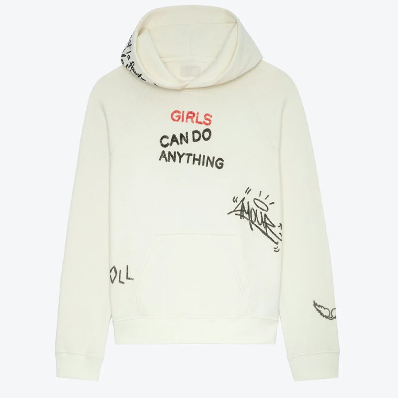 Women’s Fashion Sweatshirt – Classic Letter Print Chic Streetwear Hoodie
