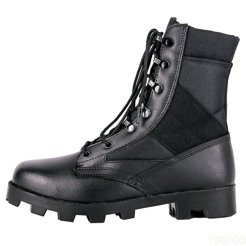 summer man ankle boots military shoes genuine leather shoes for men army boots