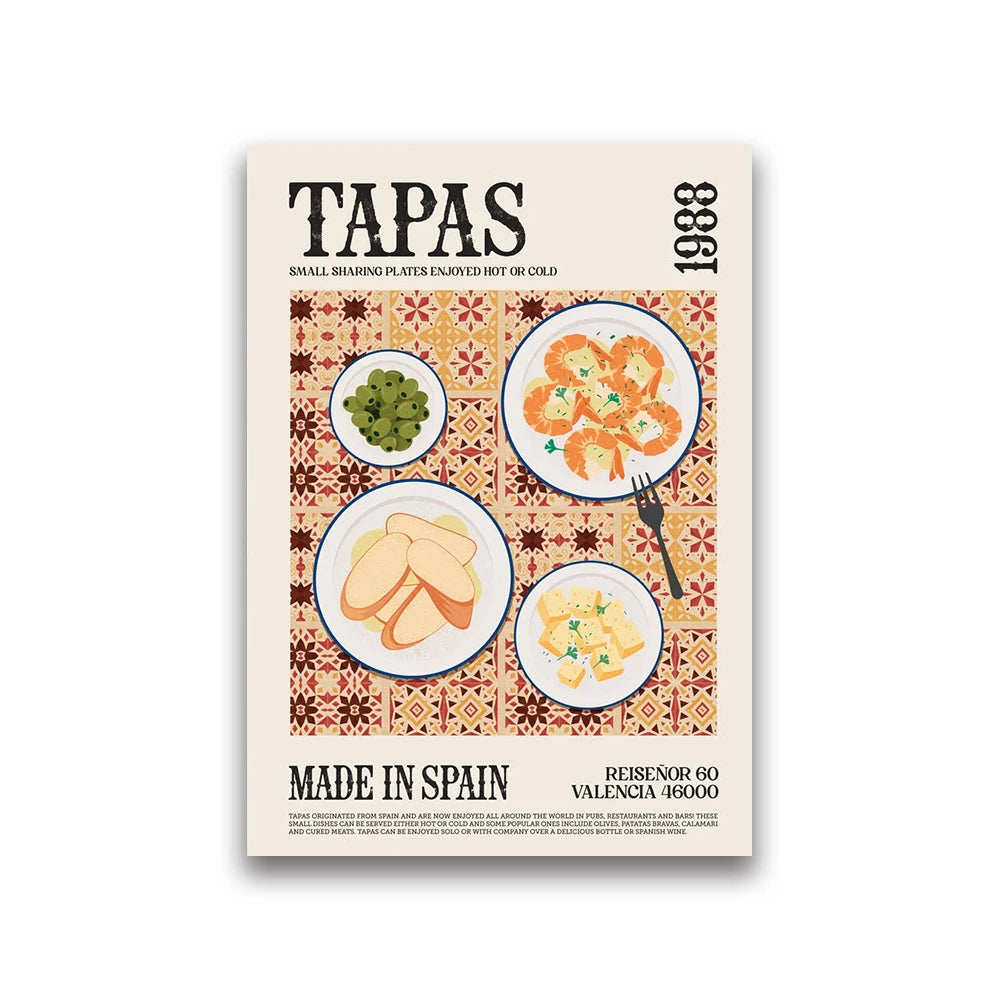 Delicious World Cuisine Canvas Poster — Pho, Ramen & Tapas Wall Art for Kitchen Decor