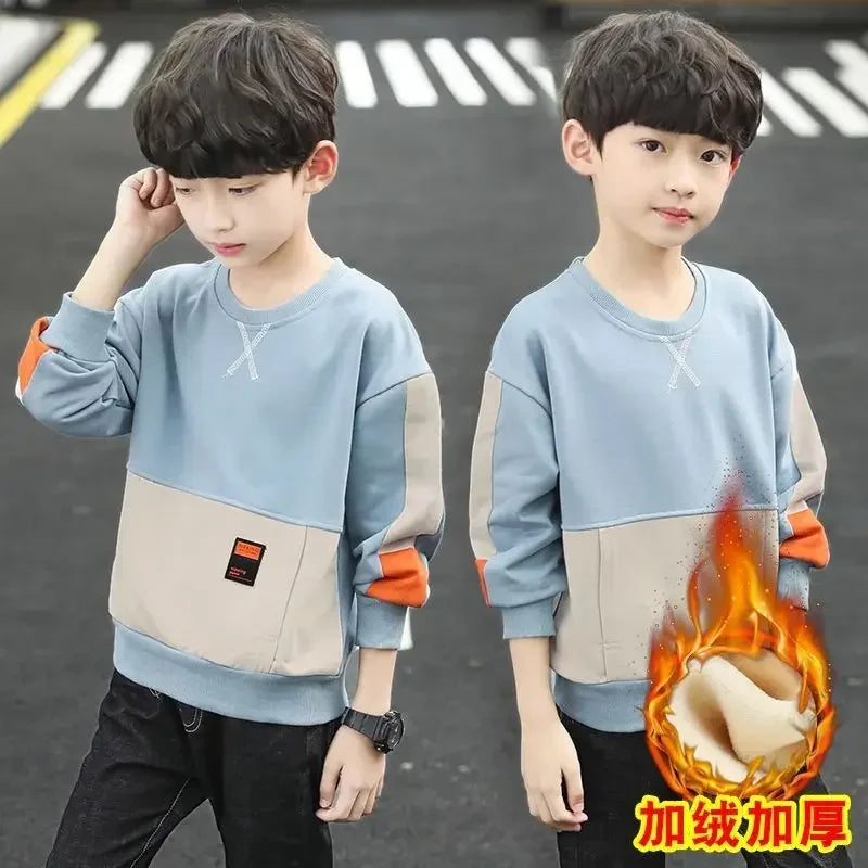 2025 Boys’ Cotton Hoodie Sweatshirt – Windproof Spring & Autumn Kids' Outwear for School