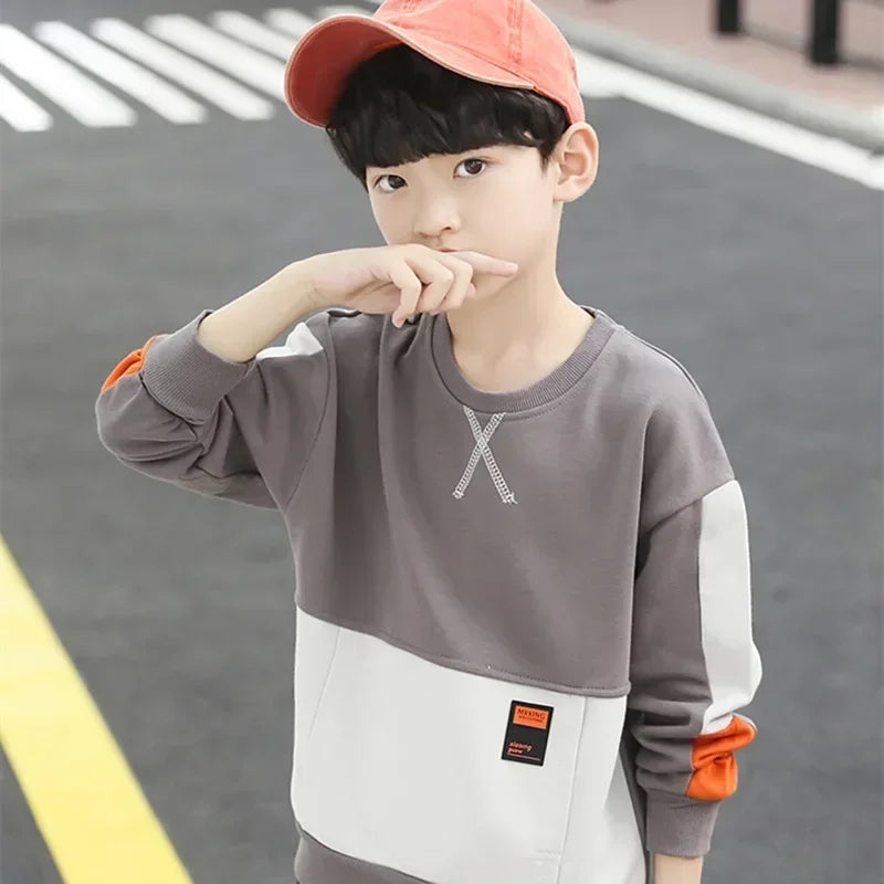 2025 Boys’ Cotton Hoodie Sweatshirt – Windproof Spring & Autumn Kids' Outwear for School