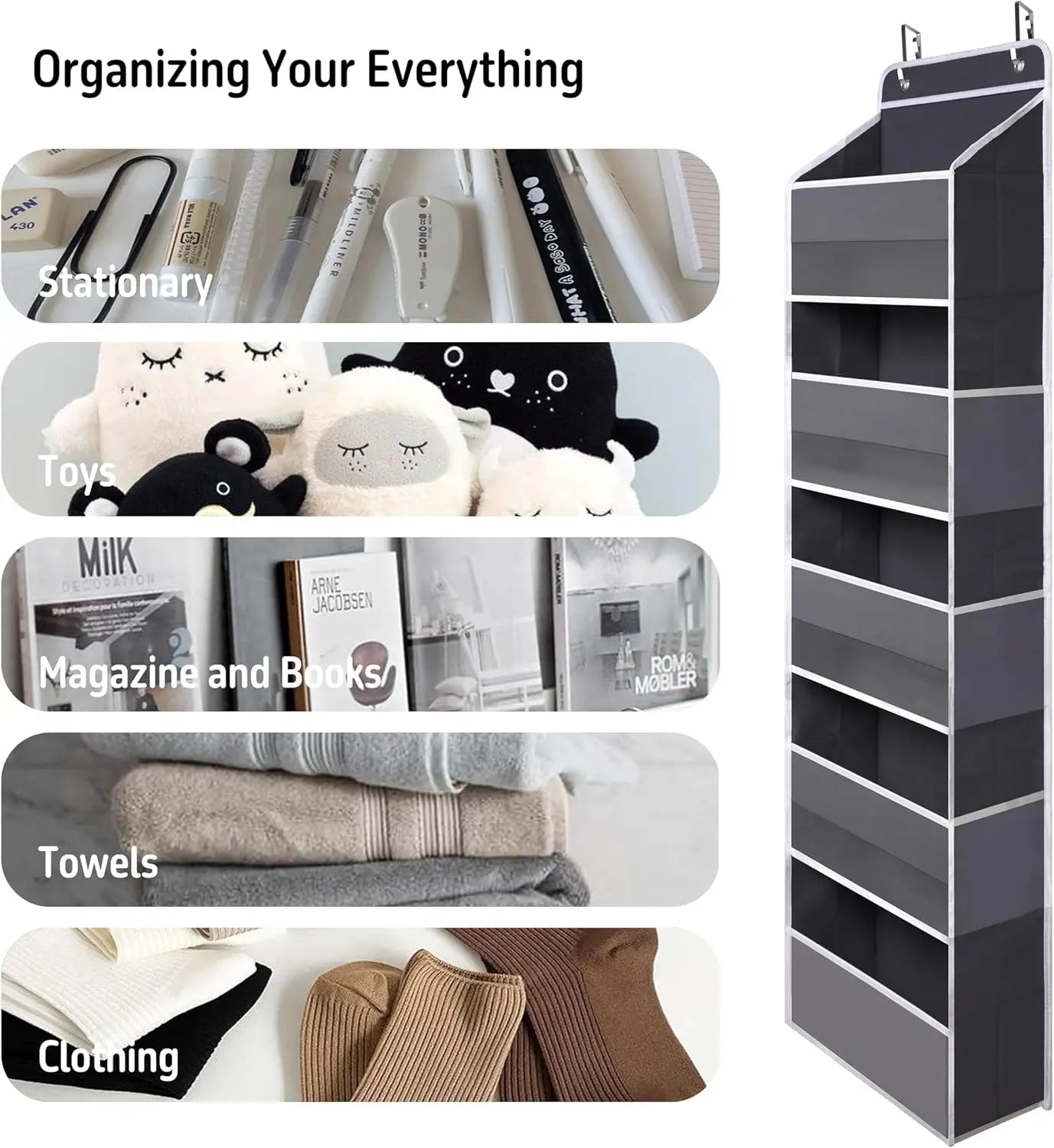 Storage Organizer Over-Door 5-Pocket — Heavy-Duty Hanging for Closet, Bathroom, Nursery & Dorm — view 6 of storage & organisation