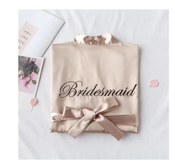 Bride & Bridesmaid Robe with Lettering – Sling Cami Dress Wedding Gift for Bride, Mother, or Sister