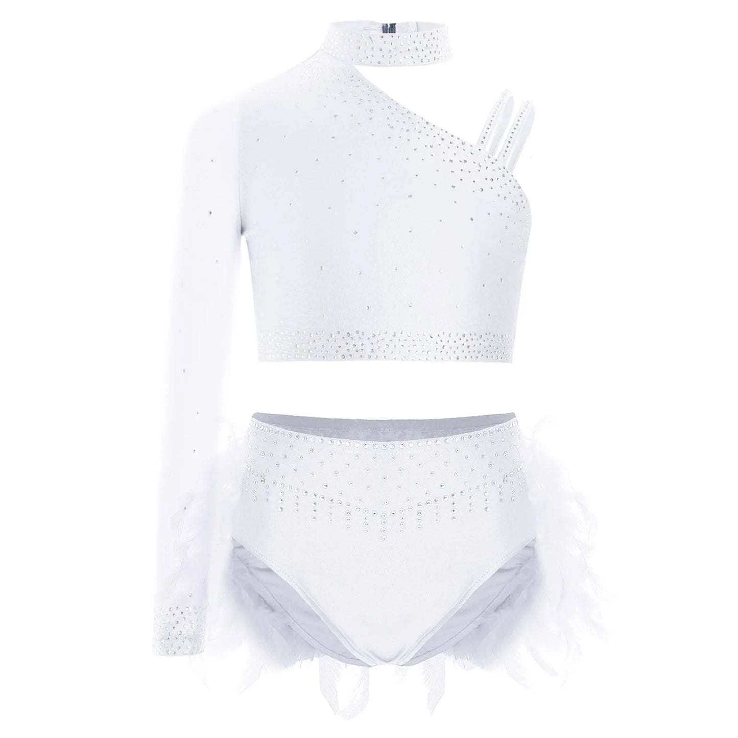 Kids Girls Ballet Dance Set - Rhinestone Top & Skirt Performance Costume — view 12 of dance costumes