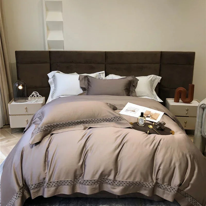 High-End Luxury 140 Pieces Pima Cotton Four-Piece Set Pure Cotton All Cotton Lace Hollow Quilt Cover Bed Sheet Bedding