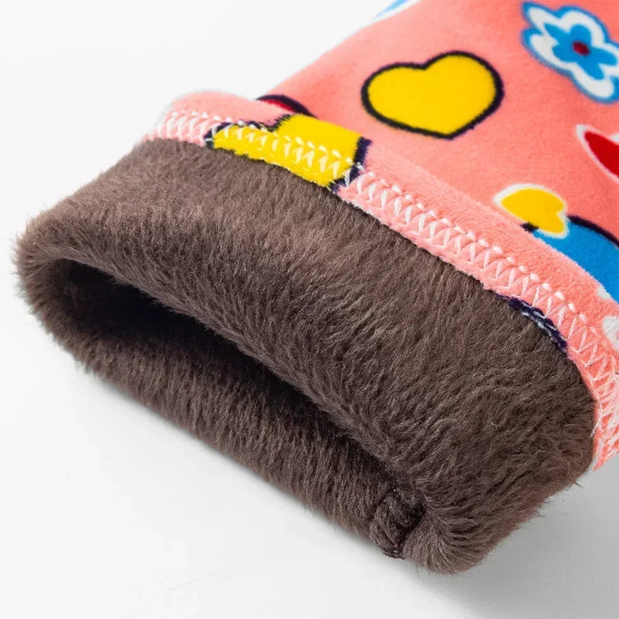 4-13Y Girls’ Warm Velvet Leggings – Printed Thicken Trousers for Autumn & Winter
