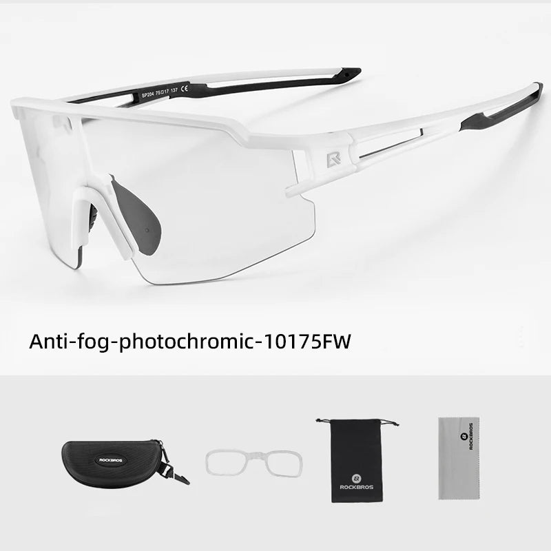 ROCKBROS Cycling Sunglasses Photochromic Eye-Protecting — Adaptive Windproof Bicycle Outdoor Goggles