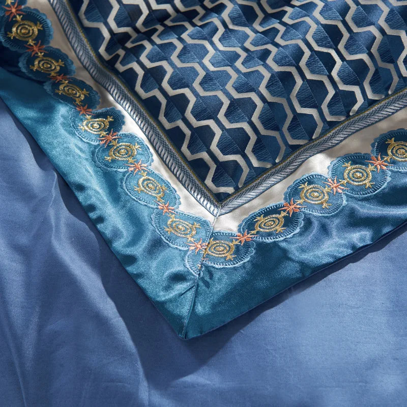 European high-end luxury wedding bedding set All cotton satin jacquard 4 pieces Duvet Cover Sheet Pillowcase Queen King size