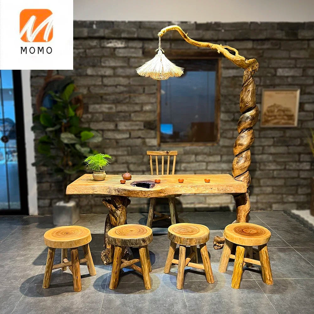 Large Solid Wood Dining Table Set – One Table, Four Chairs