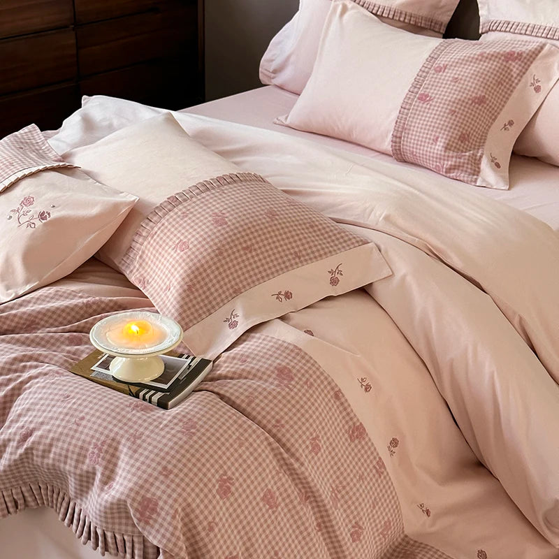 New 100% Cotton Queen Size Bedding Set Duvet/ Comforter Cover Bed Sheet Set pillowcas for bed adult comfort
