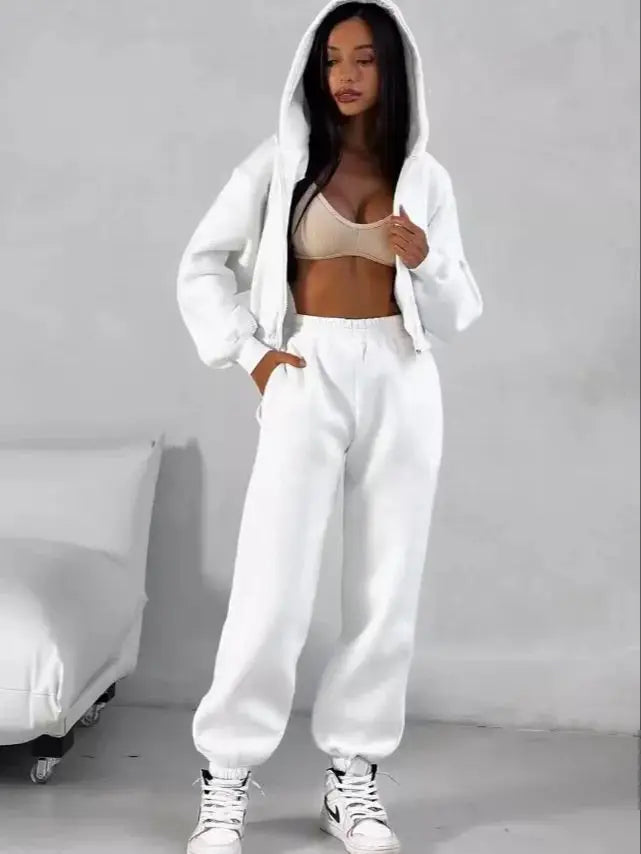 2025 Spring & Autumn Women's 2-Piece Tracksuit Set – Hoodie & Sport Pants Pullover Outfit