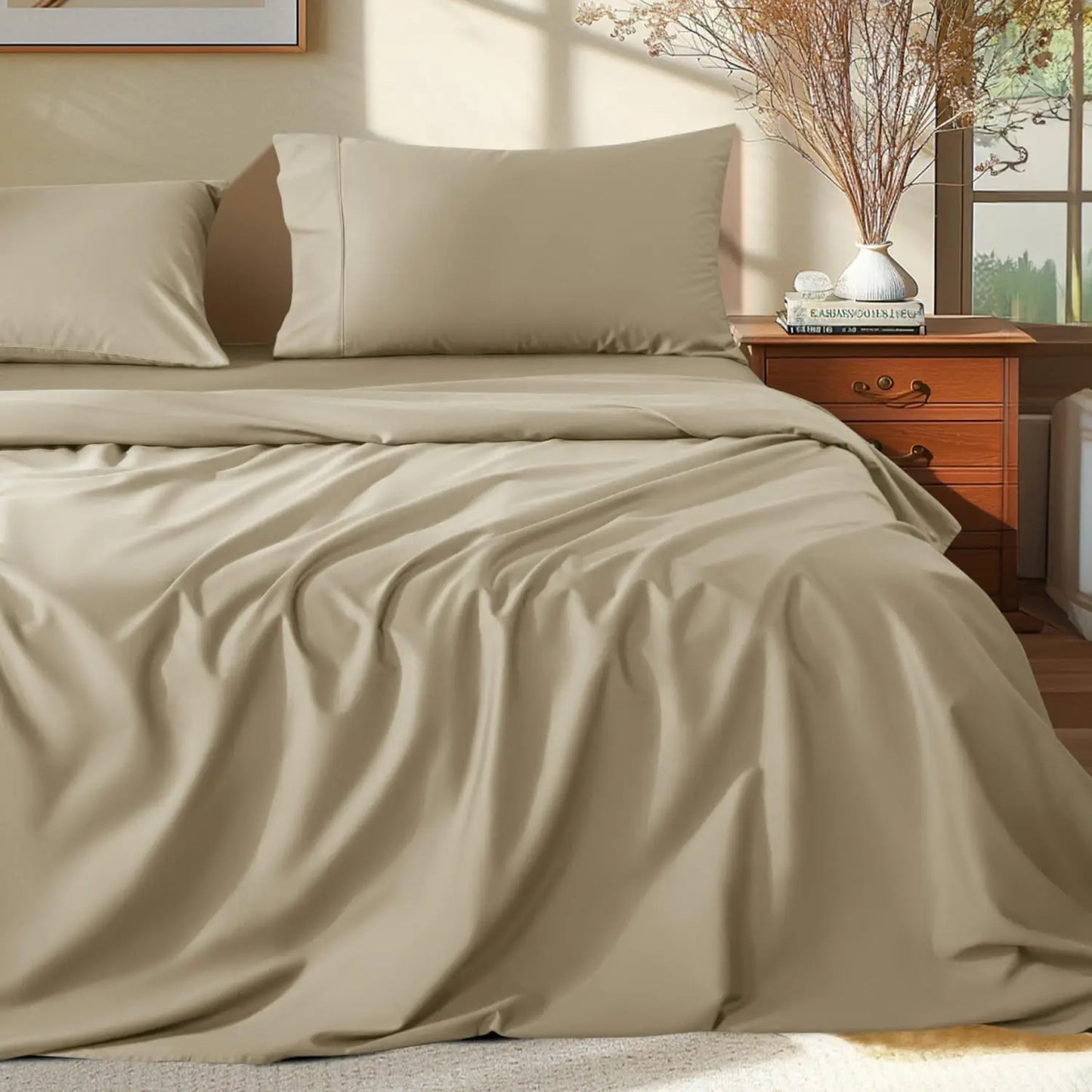 100% Egyptian Cotton Sheets Set - 1000 Thread Count,Luxury Cotton Bed Sheets,Breathable & Cooling Bedding