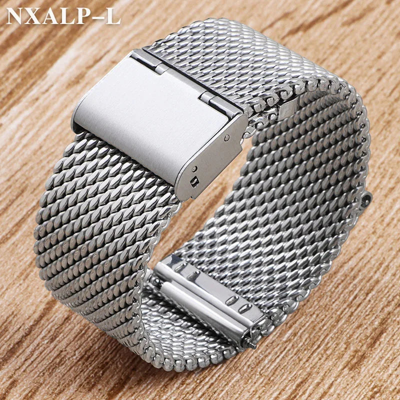 Milanese Mesh Loop Stainless Steel Watch Band — 18/20/22mm Magnetic Quick-Release Strap — view 8 of watch straps