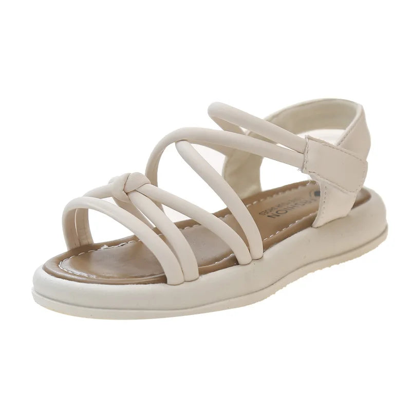 2024 Roman Baby Sandals for Girls – Soft Bottom Flat Princess Summer Beach Shoes (Ages 4–10)