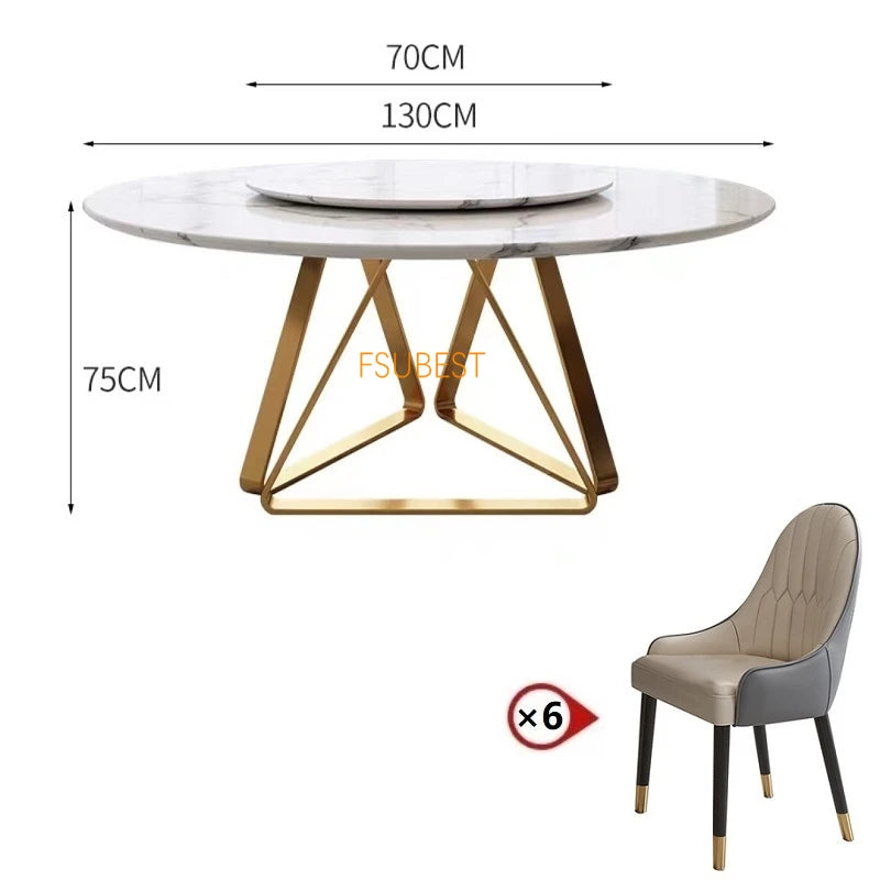 Italian Modern 8-Seater Dining Table Set – Marble & Gold Stainless Steel Elegance
