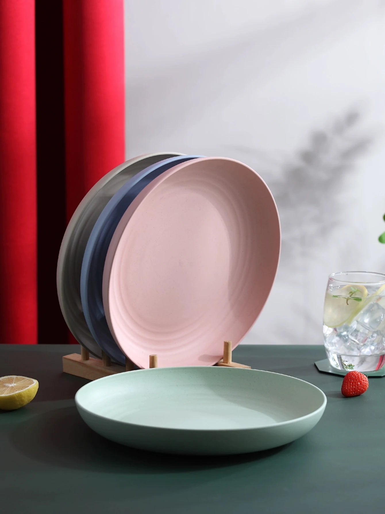 Lightweight Wheat Straw Dinner Plates — 4-Piece Unbreakable Reusable Dish Set — view 7 of dining & tableware