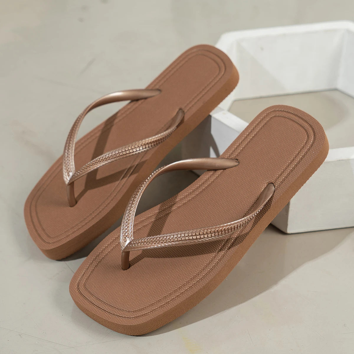 Summer Sandals Square-Toe EVA Flip Flops — Lightweight Solid-Color Slides for Women — view 9 of summer sandals