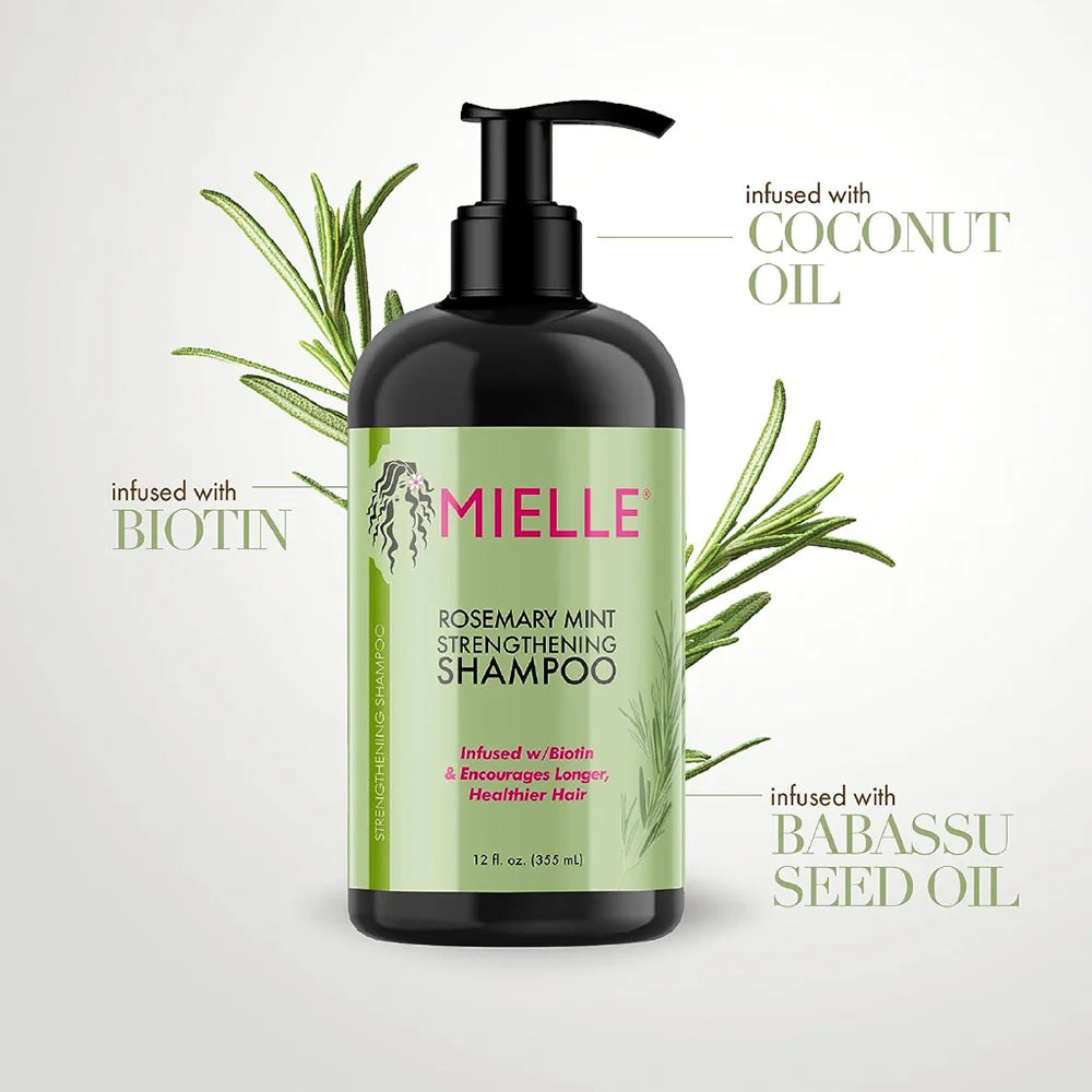 4-in-1 Mielle Rosemary Mint Hair Care Set – Shampoo, Conditioner, Strengthening Hair Masque, & Scalp Oil