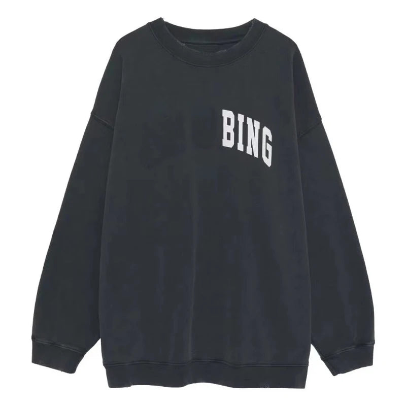 Women's Classic Letter Sweatshirt – Casual Cotton Crew Neck Pullover Hoodie