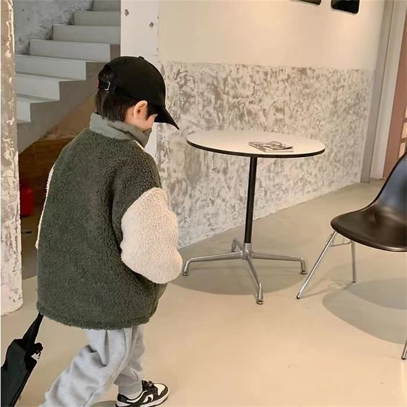 Boys’ Plush Cotton Winter Coat – Plus Velvet Thickened Jacket with Pockets | Perfect Christmas Gift
