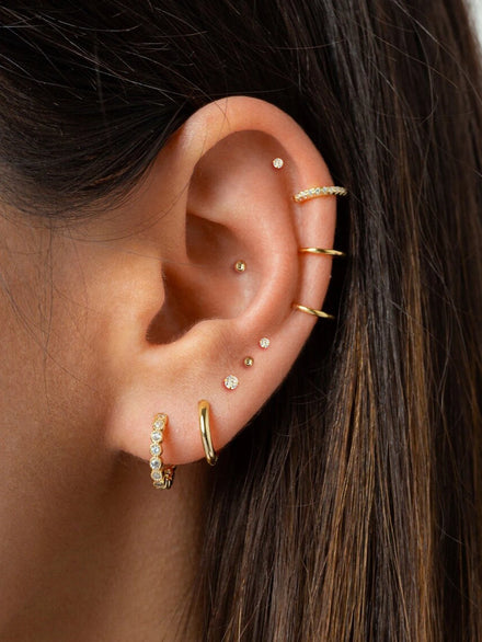 Women's 10-Pair Small Gold Hoop Stud Earring Set — 18K Gold Plated Jewelry — view 1 of jewelry