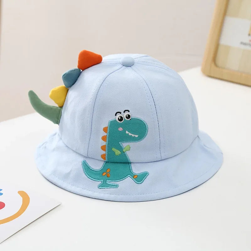 Cartoon Dinosaur Baby Panama Sun Hat - Wide-Brim Toddler Bucket Hat for Beach & Park — view 6 of baby hats