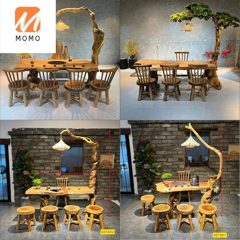 Large Solid Wood Dining Table Set – One Table, Four Chairs