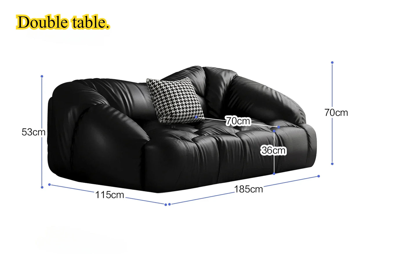 Luxury Black Italian Leather Sofa – Designer Modern Living Room Furniture