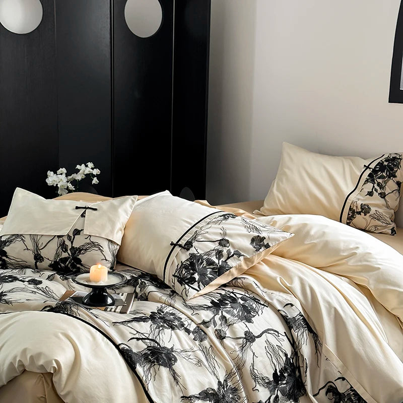 New 100% Cotton Queen Size Bedding Set Duvet/ Comforter Cover Bed Sheet Set pillowcas for bed adult comfort