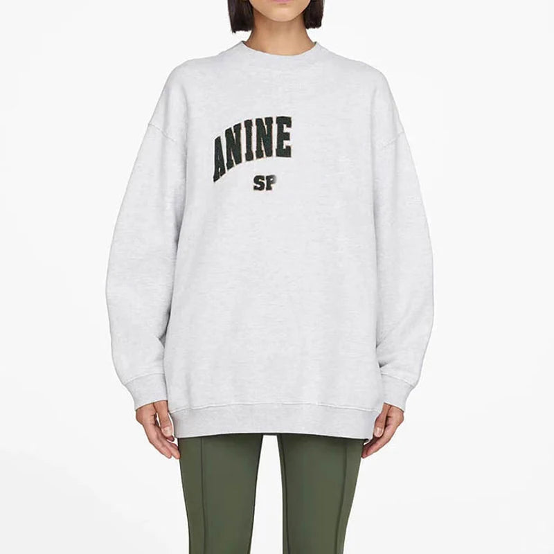 Women's Classic Letter Sweatshirt – Casual Cotton Crew Neck Pullover Hoodie