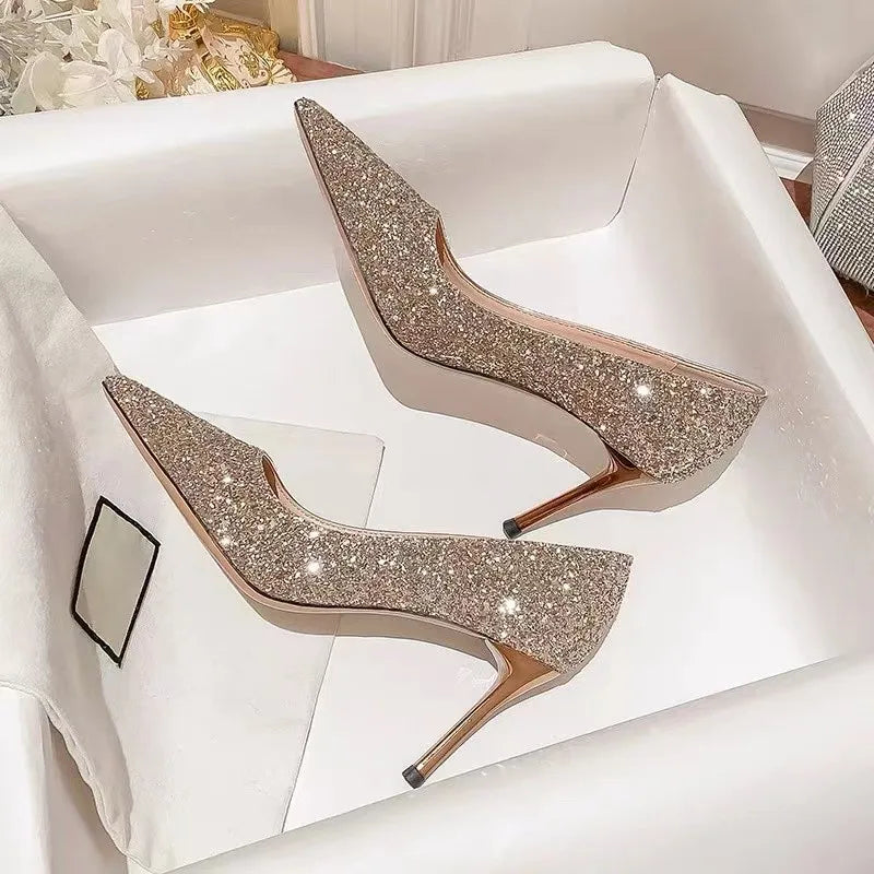 Heels & Pumps — Gold & Silver Designer Wedding Heels, Bridal Luxury Stiletto Pumps — view 8 of heels & pumps