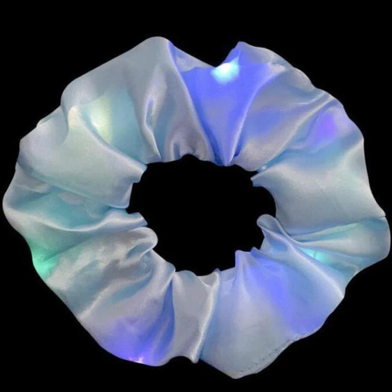 LED Light-Up Luminous Hair Scrunchie Set - Glowing Scrunchies for Girls