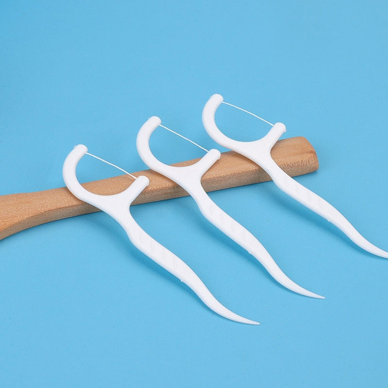 50pcs Disposable Dental Floss Sticks – Toothpick & Floss Combo for Easy Dental Cleaning