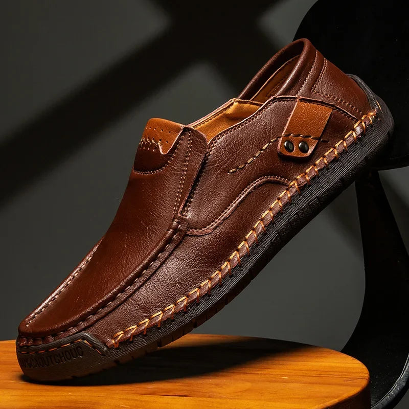 All-Season Italian Driving Loafers — Genuine Leather Slip-On Men's Shoes — view 1 of flats & loafers