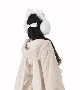 New Women's Bunny Ears Kawaii Hooded Jacket & High Waist Skirt Set – Harajuku Y2K Cute Fashion