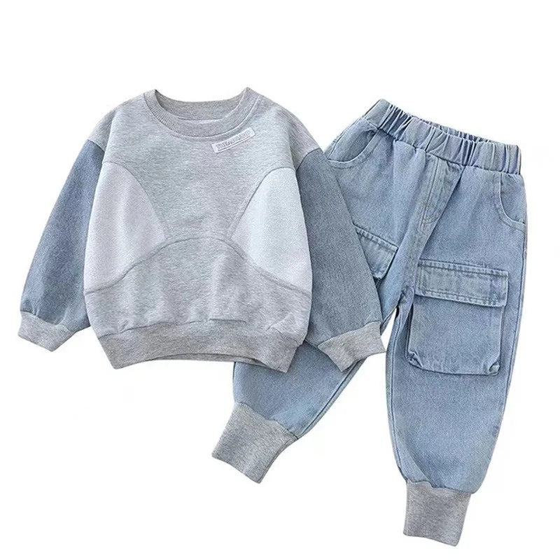 2025 Boys’ Spring & Autumn Clothing Set – Casual 2-Piece Printed Sports Outfit (Sizes 90-150)