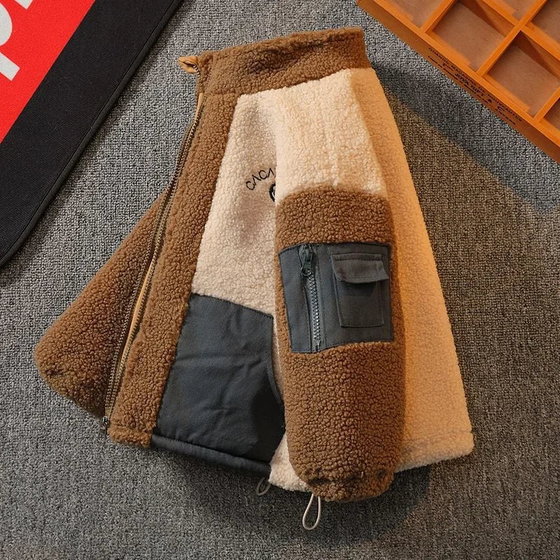 Boys’ Cotton Windbreaker Jacket – Plus-Thickened Warm Tracksuit Coat for Spring & Autumn
