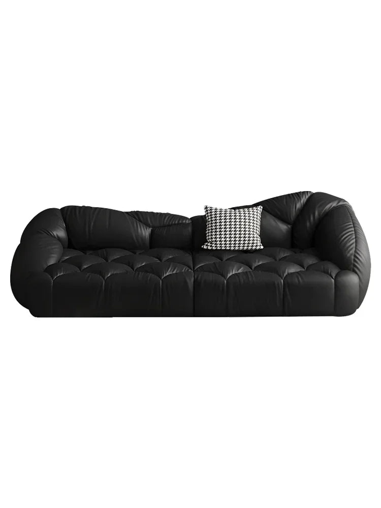 Luxury Black Italian Leather Sofa – Designer Modern Living Room Furniture